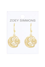 14k Gold Plated Sun & Moon Drop Earrings - GF