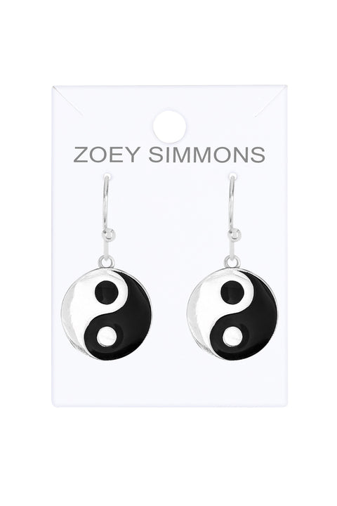 Sterling Silver Yin & Yang Drop Earrings - SS