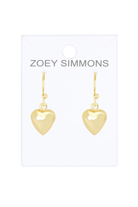 14k Gold Plated Polished Heart Drop Earrings - GF