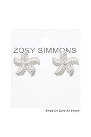 Sterling Silver Plumeria Flower Post Earrings - SS