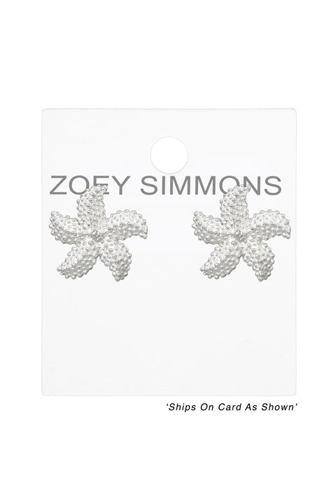 Sterling Silver Plumeria Flower Post Earrings - SS