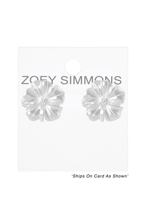 Sterling Silver Folwer Blossom Post Earrings - SS