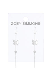 Sterling Silver Butterfly Drop Earrings - SS