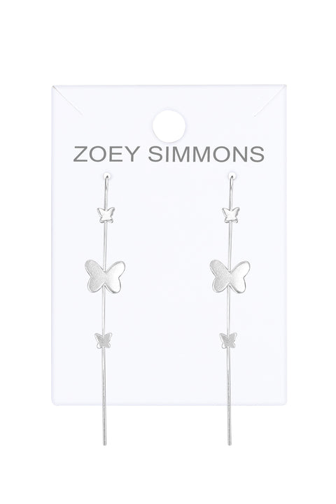 Sterling Silver Butterfly Drop Earrings - SS