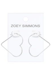 Sterling Silver Big Heart Hoop Earrings - SS