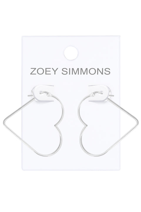 Sterling Silver Big Heart Hoop Earrings - SS