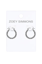 Sterling Silver Oxidized Hoop Earrings - SS