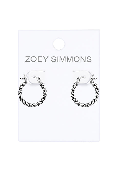 Sterling Silver Oxidized Hoop Earrings - SS