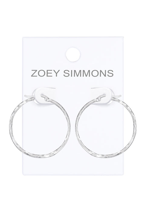 Sterling Silver Diamond Cut Hoop Earrings - SS