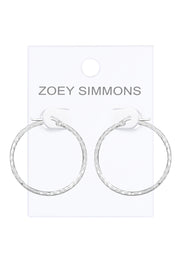 Sterling Silver Hammered Hoop Earrings - SS