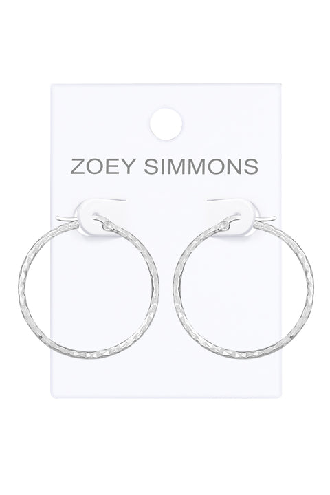 Sterling Silver Hammered Hoop Earrings - SS