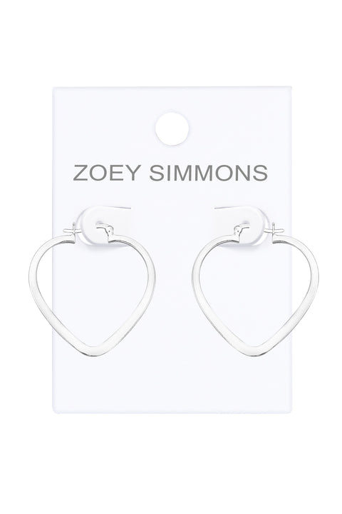Sterling Silver Big Heart Hoop Earrings - SS