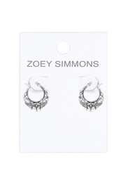 Sterling Silver Floral Filigree Hoop Earrings - SS