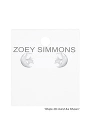 Sterling Silver Moon & Star Post Earrings - SS