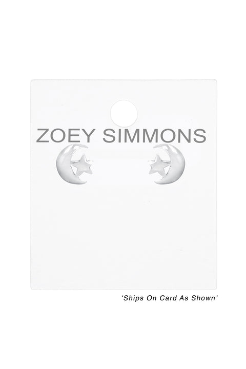 Sterling Silver Moon & Star Post Earrings - SS