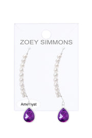 Amethyst & Sterling Silver Threader Earrings - SS