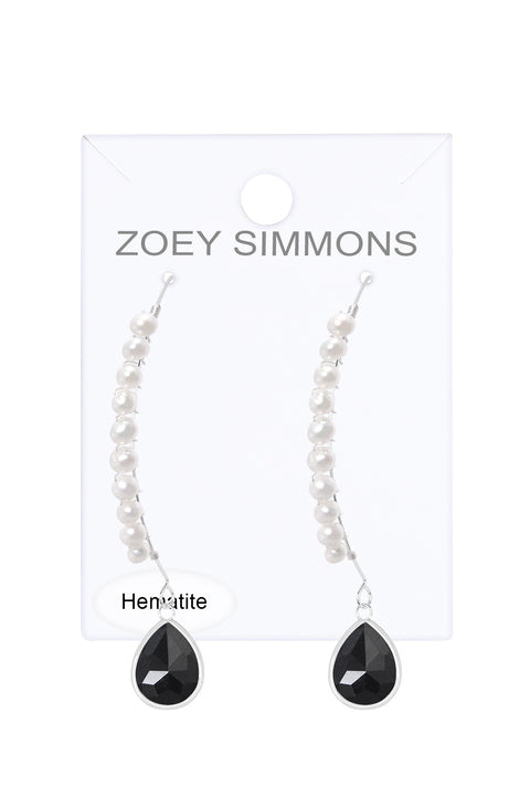 Hematite & Sterling Silver Threader Earrings - SS