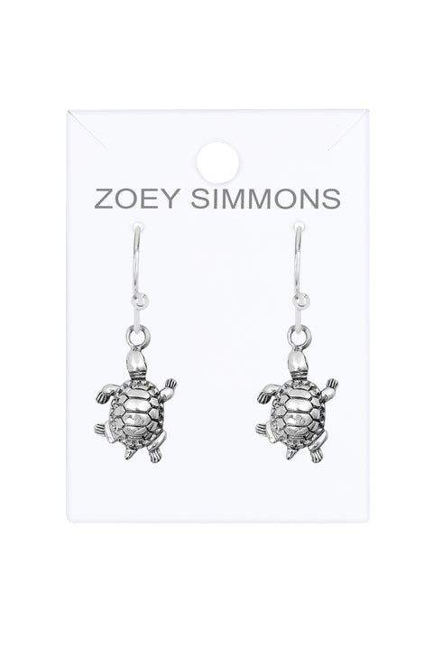 Sterling Silver Turtle Drop Earrings - SS