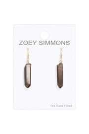 Smoky Quartz Prism Drop Earrings - GF