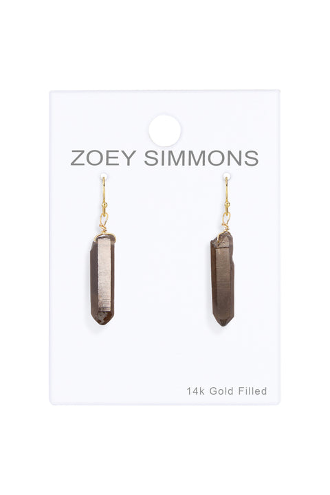 Smoky Quartz Prism Drop Earrings - GF