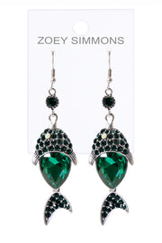 Emerald Austrian Crystal Fish Drop Earrings - SF