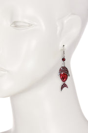 Red Austrian Crystal Fish Drop Earrings - SF