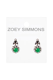 Green Chalcedony Crystal Flower Post Earrings - AG