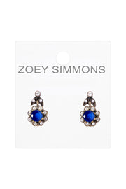 London Blue Crystal Flower Post Earrings - AG