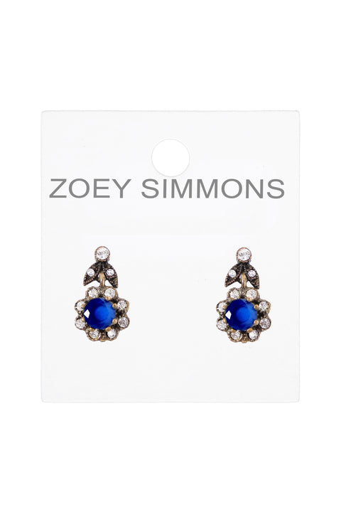 London Blue Crystal Flower Post Earrings - AG