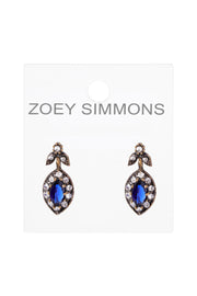London Blue Crystal Flower Post Earrings - AG