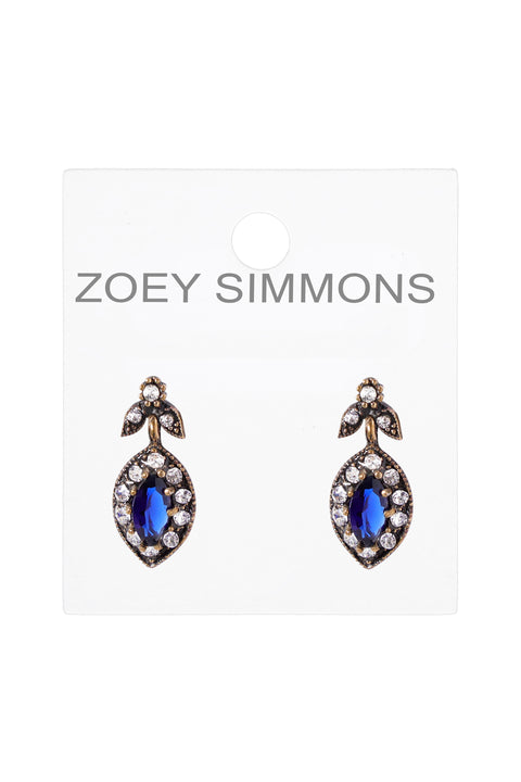 London Blue Crystal Flower Post Earrings - AG
