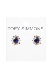 London Blue Crystal Pear Shaped Post Earrings  - AG