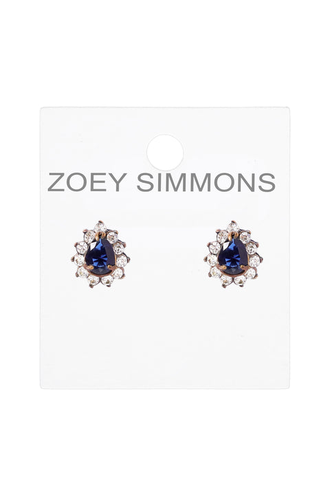 London Blue Crystal Pear Shaped Post Earrings  - AG