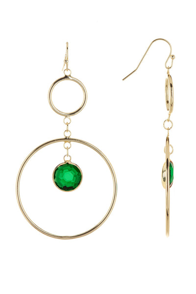 Emerald Crystal & Circles Drop Earrings - GF