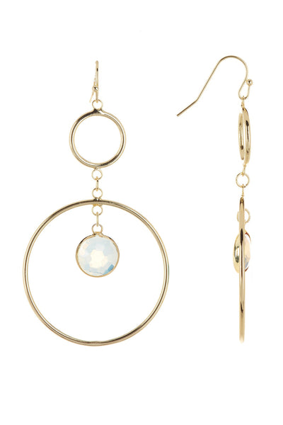 Moonstone Crystal & Circles Drop Earrings - GF