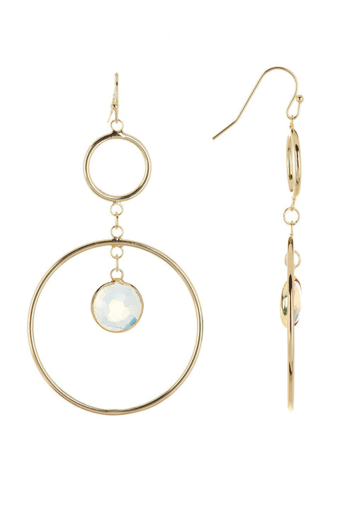 Moonstone Crystal & Circles Drop Earrings - GF