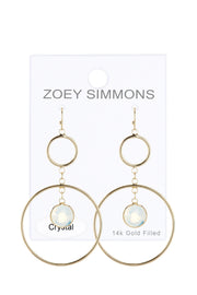 Moonstone Crystal & Circles Drop Earrings - GF