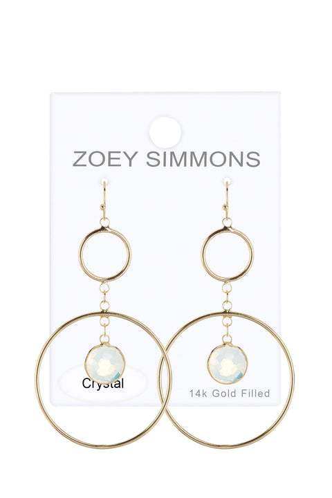 Moonstone Crystal & Circles Drop Earrings - GF