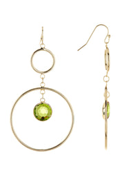 Peridot Crystal & Circles Drop Earrings - GF