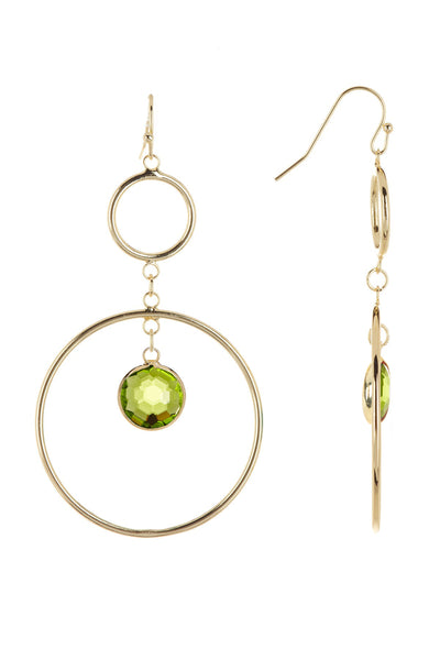Peridot Crystal & Circles Drop Earrings - GF