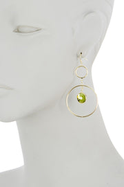 Peridot Crystal & Circles Drop Earrings - GF