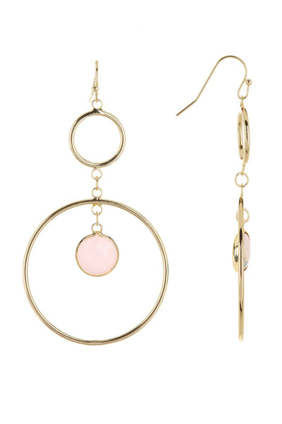 Rose Crystal & Circles Drop Earrings - GF