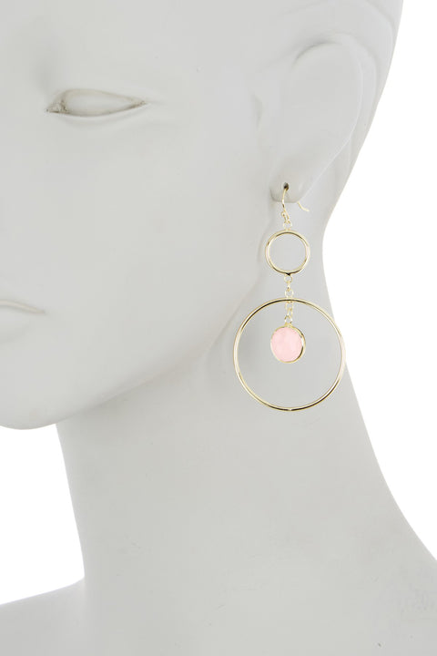 Rose Crystal & Circles Drop Earrings - GF