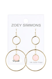 Rose Crystal & Circles Drop Earrings - GF