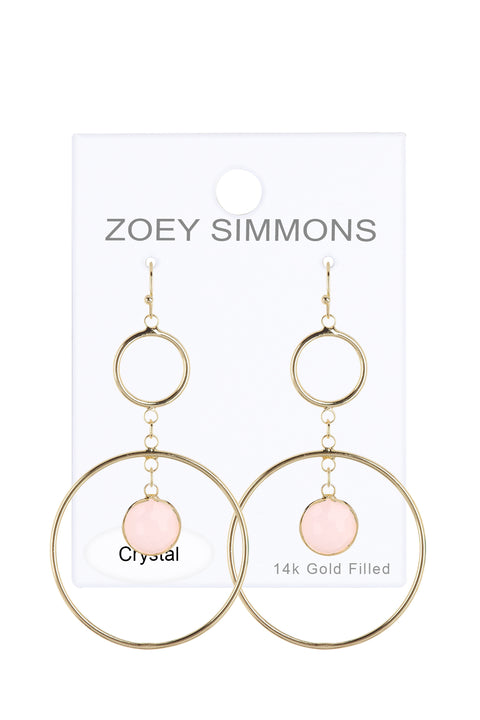 Rose Crystal & Circles Drop Earrings - GF