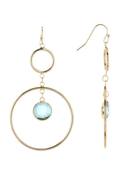 Sky Blue Crystal & Circles Drop Earrings - GF