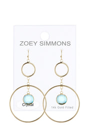Sky Blue Crystal & Circles Drop Earrings - GF