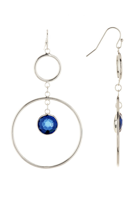 London Blue Crystal & Circles Drop Earrings - SF