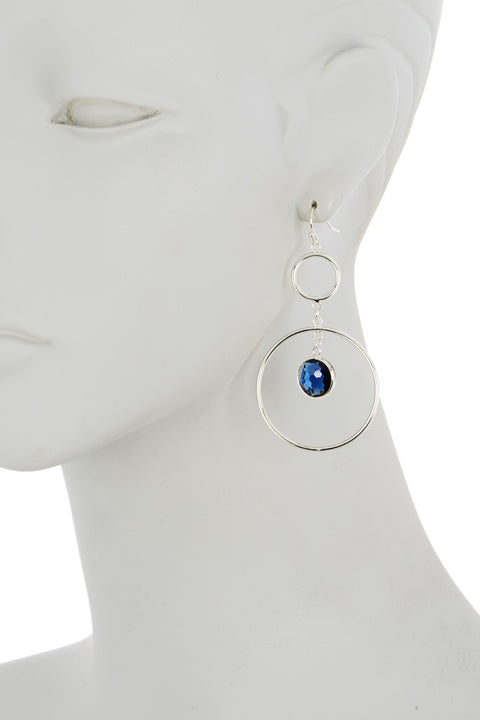 London Blue Crystal & Circles Drop Earrings - SF