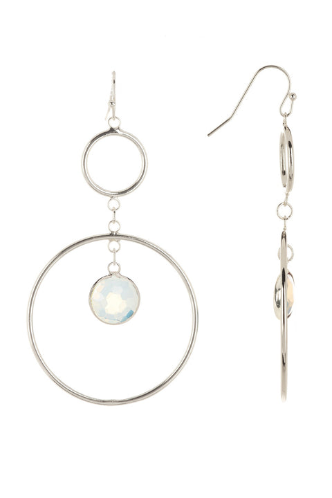 Moonstone Crystal & Circles Drop Earrings - SF